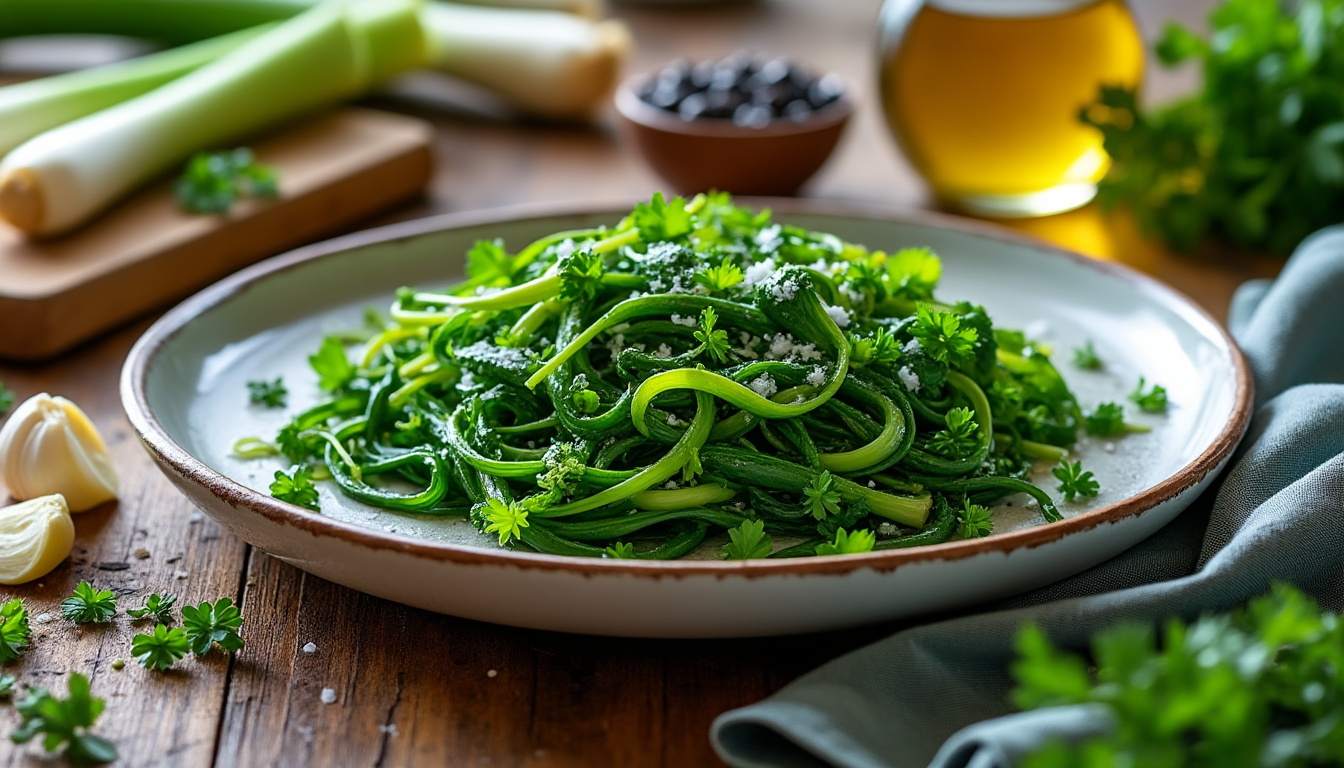 Recette facile et savoureuse avec le vert de poireaux découvrez une recette facile et savoureuse mettant en valeur le vert de poireaux, pour un repas gourmand et sain à préparer rapidement.