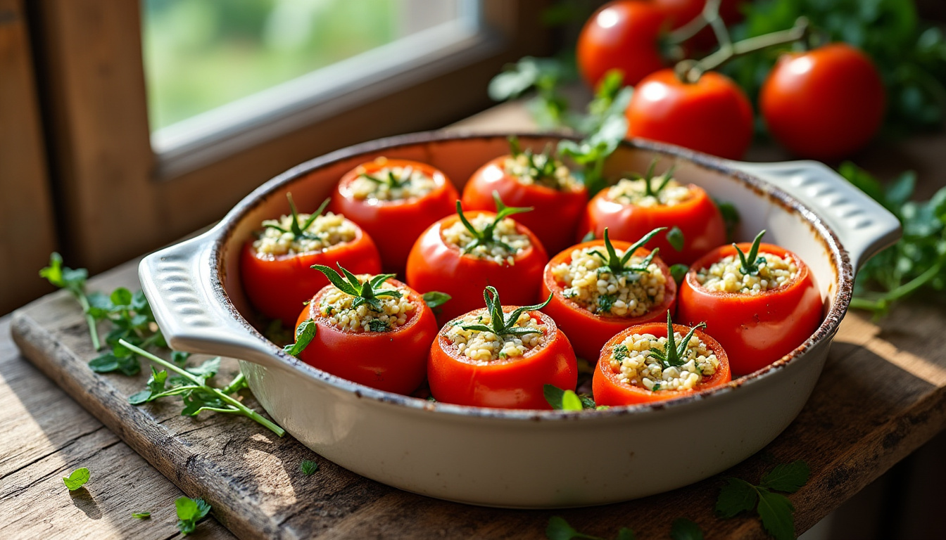 découvrez une recette simple et savoureuse de tomates farcies au riz, parfaite pour un repas équilibré et plein de fraîcheur. facile à préparer et délicieuse à déguster.