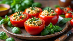 découvrez notre recette simple et savoureuse de tomates farcies au riz, idéale pour un repas gourmand et facile à préparer. parfaite pour toutes les occasions!